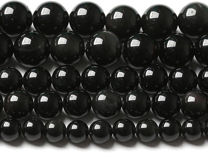 4MM 180pcs Natural Black Obsidian Stone Energy Healing Beads Round Loose Beads for Jewelry Making Bracelet 2 Strands 32"