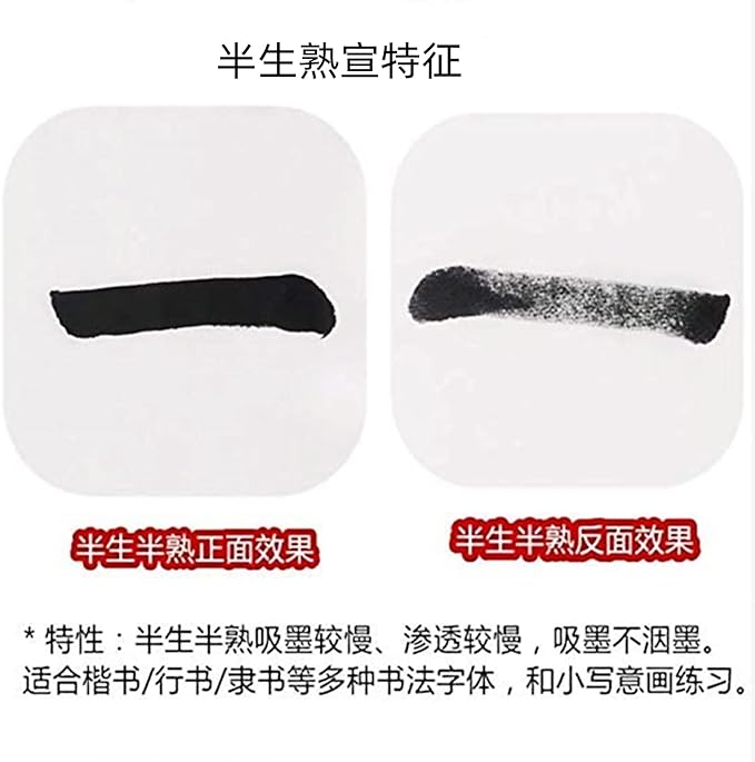 MEGREZ Roll Pack Thicken Calligraphy Xuan Paper for Chinese, Japanese, 35cm x 20m(13.8in x 65.6ft), Half Raw Ripe, White