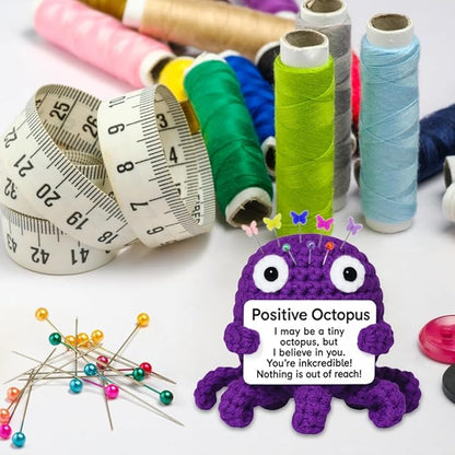 Purple Octopus Pin Cushion, Handmade Knitted Pincushions, Cute Pin Cushions Needle Holders for Sewing Quilting Accessory, DIY Crafts or Patchwork Decor