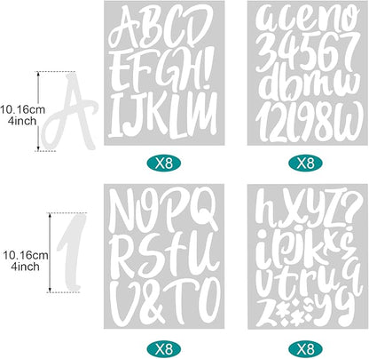 Outus 576 Pieces 8 Sheets Letters Stickers Self Adhesive Vinyl Letter Alphabet Number Stickers Mailbox Numbers Sticker, Decals for Classroom Decor, Sign, Door(White,4 Inch)