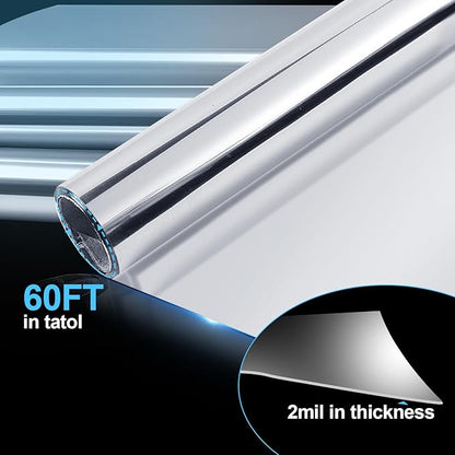 Highly Reflective Mylar Film Roll 4FT x 60FT,2 Mil Silver,for Outdoor Indoor Grow,Room Decoration,Scene Arrangement, Art Photography
