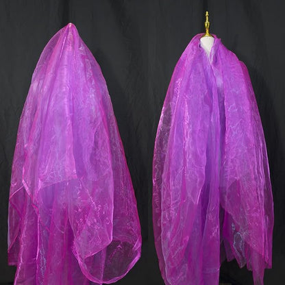 Two-Tone Iridescent Holographic Organza Fabric - 5.5 Yards by The Yard | Lightweight Sheer Tulle | for Wedding Dresses, Party Decor, DIY Crafts, Shiny Backdrops(Magenta with a hint of Blue)