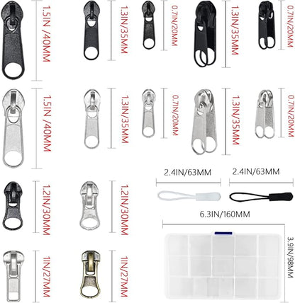 252Pcs Zipper Repair Kit, Zipper Replacement Zipper Pulls, Zipper Fix Replacement Zipper Slider Set with Installation Pliers for Jacket Backpack Luggage Sleeping Bag #3#5#8 Silver and Black