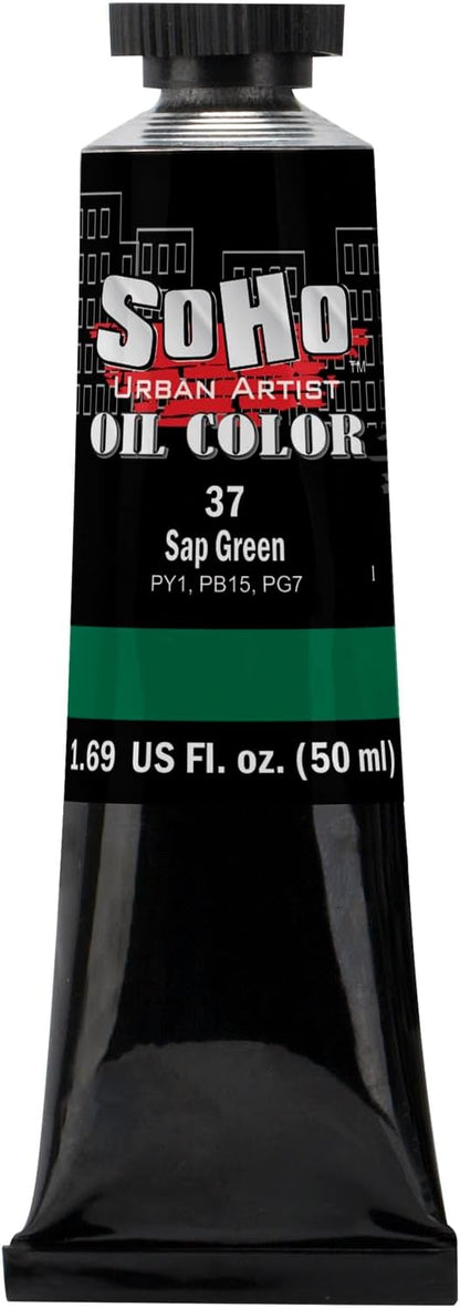 Soho Urban Artist Oil Paint - Sap Green, 50 ml Tube - Best Valued Oil Colors for Painting, Excellent Pigment Load
