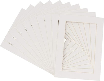 Pack of TEN 8x10 Mats Bevel Cut for 5x8 Photos - Acid Free Textured White Precut Matboards For Pictures, Photos, Framing - 4-ply Thickness