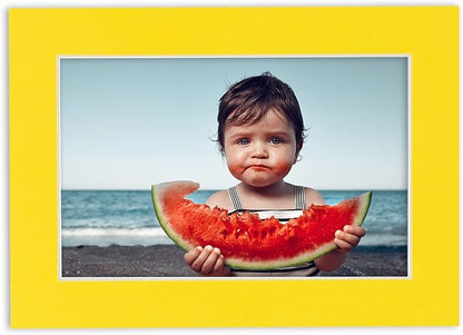 6x8 Mat for 8x10 Frame - Precut Mat Board Acid-Free Show Kit with Backing Board, and Clear Bags Yellow 6x8 Photo Matte Made to Fit a 8x10 Picture Frame Matboard for Framing, Pack of 25 Mats
