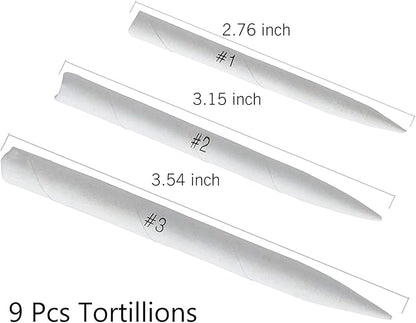 21 Pcs Blending Stumps and Tortillions Set with Sketch Sandpaper Pencil Sharpener Pointer and Pencil Extension Tool Drawing Art Kneaded Eraser for Student Sketch Drawing Set by VENCINK
