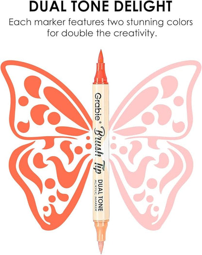 Grabie 72 Colors Acrylic Paint Markers, Soft Brush Tip Acrylic Markers Set, Paint Pens for Wood, Fabric, Canvas, Glass, Stone, Canvas, Rock Painting and DIY Crafts Art Supplies, Set of 36