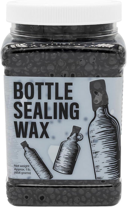 Blended Waxes, Inc. Bottle Sealing Wax Beads, Premium Pastille Wax Seal Beads For Wine, Beer, and Liquor Bottle Closure, Seals Between 25-30 Bottles, 1 lb, Gloss Black
