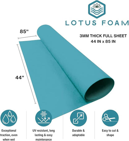 LotusFoam Large 3mm EVA Foam Sheet - 44"x 85" High Density Foam 130 kg/m3 for Cosplay, Costumes, Crafts, Flooring, Outdoor Use - 35 Colors (Aqua)