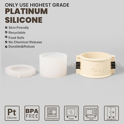 BOOWAN Nicole Simple Style Candle Vessels Silicone Mold, Candle Jar Mould for Jesmonite Concrete Cement DIY Handmade Home Decoration