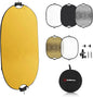 WELLMAKING 35''x47'' (90x120cm) Reflector Photography with Threaded Handle, Collapsible Light Reflector with Bag & tilt Adapter, 5in1 Reflector for Studio - Translucent, Silver, Gold, White and Black