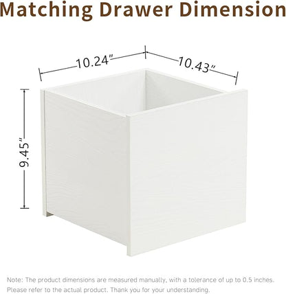 Wood Storage Organizer Drawer, 2 PCS 11x 11x 10Inch Wooden Bins Box for Home Books Clothes Toy Modular Open Cubby Storage System - Office Bookcase Closet Shelves,Embossed White