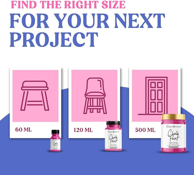 GRANOTONE Chalk Paint for Furniture, Matt-Finish Water-Based Acrylic Paint for Wood, Walls, Metal, Glass, Paper, Fabric Canvas, Maximum Coverage Chalk Paint for Kids & Adults, 500 Ml (AZURE BLUE)