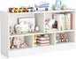 KOTEK Toy Storage Organizer, 5 Cubby Kids Bookshelf, Wooden 3-Tier Bookcase Storage Cabinet, Open Display Book Shelf for Daycare, Nursery, School Classroom, Living Room & Bedroom (White, 5 Cubes)
