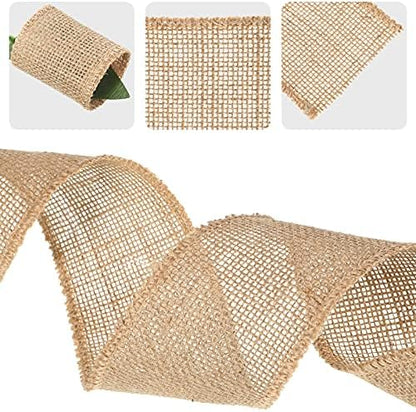20 Yard 2.5 Inches Burlap Ribbon Wide Jute Ribbon Natural Burlap Fabric Roll Wired Edge for Wreaths, Christmas Tree Decoration, Big Bow Crafts, Gift Wrapping, Wedding