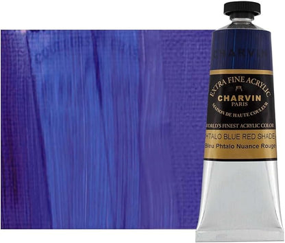 Charvin Extra Fine Professional Acrylic Paint - Phthalo Blue Red Shade, 60ml Tube, Triple-Milled, Lightfast Pigments, Open Stock Artist Acrylic Paints in Nature-Inspired Hues