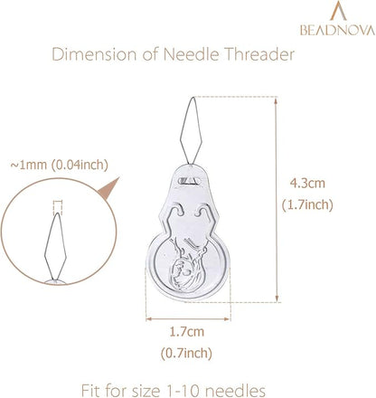 BEADNOVA Embroidery Needle Threader Tool 50pcs Aluminum Sewing Machine Needle Threader for Hand Sewing Cross Stitch Craft Knitting Quilting (50pcs)