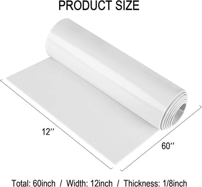 Neoprene Sponge Rubber Foam Sheets with Adhesive Backing, 12" x 60" x 1/8" White Foam Roll Insulation Board Soundproof Neoprene Mat, Great for Cosplay Padding, DIY, Gaskets, Costume, Crafts