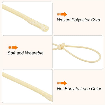 MECCANIXITY Waxed Cord 1.5mm Waxed Polyester Cord 175 Yard Wax String for Bracelet Making,Necklaces, Beading,Jewelry Making and DIY Crafts(Beige), 0.06 inch-Dia