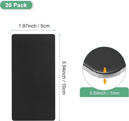 20-Pack Anodized Aluminium Laser Engraved Mount Metal Plate 4x2x0.04 Inch Engraver Blank Anodized Aluminum Sheets for DIY Laser Printing/Home/Office[Black]