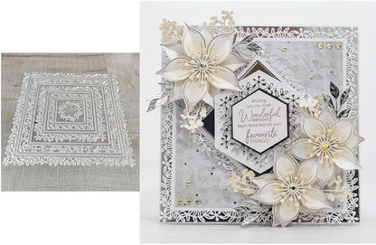 Lapoo Flowers Metal Cutting Die for Scrapbooking - Durable, Cut Stencils for DIY Scrapbook Photo Album Decorative Paper Card, Card Making Supplies (Multiple Large Lace Square Frames 8.1 x 8.1 in)