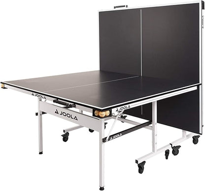 JOOLA Rally TL Professional MDF Indoor Ping Pong Table w/Quick Clamp Table Tennis Net & Post Set - 10 Minute Easy Assembly - Corner Ball Holders - Tournament Quality - Includes Playback Mode