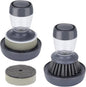Dish Brush with Soap Dispenser, Kitchen Scrub Brush for Dishes Pots Pans Sink Cleaning, Dish Scrubber with Holder Set (Grey 2-Pack Combo Set)