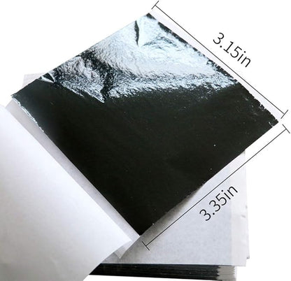 KINNO Gold Leaf Sheets, 300Pcs Black Gold Foil Sheets for Craft, Sculpture, Furniture, Arts Decoration, Gilding, Nails, Paintings, 3.15 by 3.35 Inches