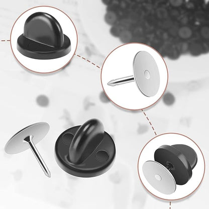 240 Pairs Rubber Blank Pin Backs Butterfly Clutch Backings Holder Tie Tacks Keepers Replacement with 9mm Length 10mm Width Lapel Enamel Pins for Craft Making