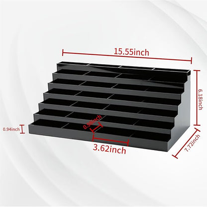 Acrylic Business Card Holder for Desk Multiple Business Card Holders 28 Slot 7 Tier Large Business Card Organizer Business Card Display Rack Black Plastic Business Card Stand for Home Office