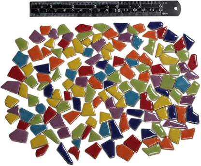 Ceramic Mosaic Tiles for Crafts & Art Projects 200 Grams Vibrant Colors Pieces Fit Together Like a Puzzle Endless Creative Ideas for Mosaic Art DIY Hobbies Small Sizes (Yellow)