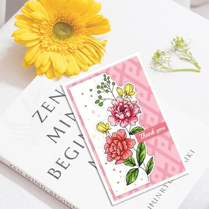 ORIGACH Realistic Flower Layering Stencil Stamp and Die Set for Card Making, Silicone Stamps Metal Die Cut and Stencil Template for Card Making Scrapbooking DIY Crafting