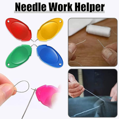 TOOVREN 12PCS Needle Threader for Hand Sewing Plastic Wire Hook Simple Threader for Needles Small Eye Easy Needle Threaders Tool for Sewing Machine Crafting Color Random