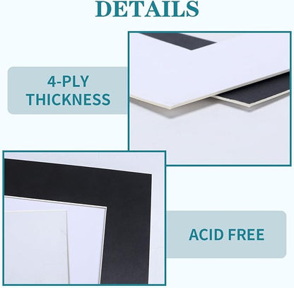 ZBEIVAN 12 Packs White and Black Colors 8x10 Picture Frame Mats for 5x7 Photos, Artworks and Prints, White Core Bevel Cut Frame Mattes