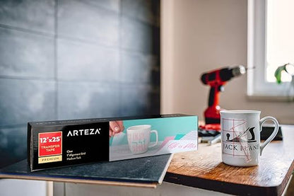 ARTEZA Ultra Clear Transfer Tape Paper with Grid & Squeegee, 12 Inch Wide x 25 Foot Long Roll, for Alignment & Transfer of Adhesive Vinyl for Decals, Signs, Walls, Windows & Smooth Surfaces