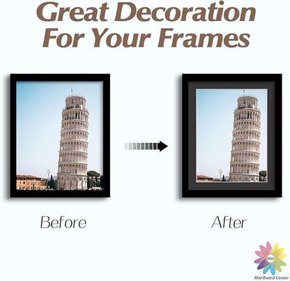 MBC MAT BOARD CENTER, 5 Pack 8x10 for 7x9 Black Picture Mats Frame Mattes, Bevel Cut, Acid Free, 4-ply Thickness