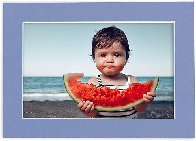 Pack of 25 Acid Free 8x10 Mats Bevel Cut for 5x8 Photos - Brittany Blue Precut Matboards for Pictures, Photos, Framing - 4-ply Thickness