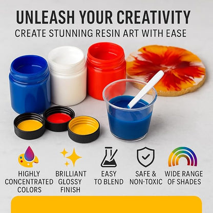 BALTIC DAY – 10 Pigment Paste for Epoxy Resin [20g] – Opaque Epoxy Colorant, Liquid Dye & Mica Powder for DIY Resin Art, Molds, Coasters, Tumblers, Jewelry Making & Wood Projects
