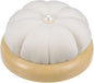 HARFINGTON Wooden Base Pin Cushion Japanese Style Cute Needle Holder Pincushions Round for Sewing Quilting Needlework DIY Crafts, Cream