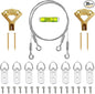 SDTC Tech Adjustable Picture Hanging Wire Kit 2m x 1.5mm Stainless Steel Wire Rope, D-Rings, Wall Mounting Hooks, Adjustable Hangers, Level & Screws for Paintings Photos Mirror Frames Hold Up to 80lbs