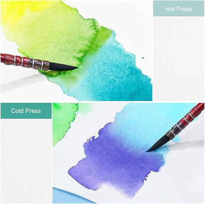 Lightwish Square Watercolor Journal,100% Cotton,300gsm/140lb,Acid-Free,24 Sheets Hot Press Watecolor Sketchbook for Artists Adults Students,4.7 * 4.7 Inches(Light Green)