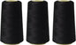 Sewing Thread Cone Set, 3 Pack Serger Thread, 3000 Yards Each, All Purpose Thread for Sewing, Quilting, Machines, Overlock, Merrow & Hand Embroidery (Black*3)