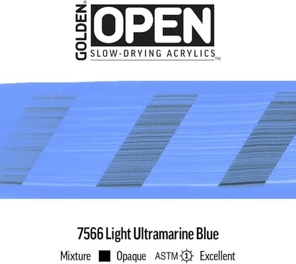 OPEN Slow-Drying Acrylics by GOLDEN, Light Ultramarine Blue, 5 fl oz. tube, Professional Acrylic Paint, Opaque