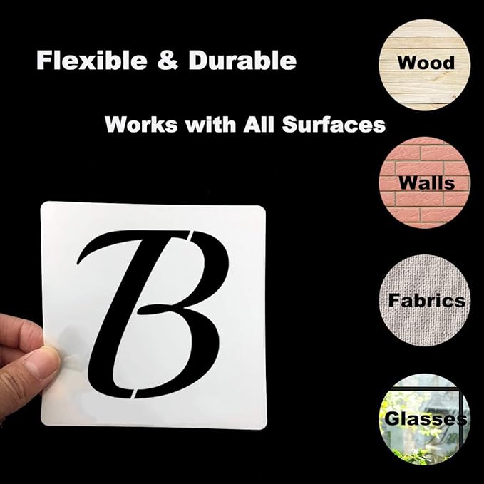 5 Inch Alphabet Letter Stencils for Painting - 70 Pack Letter and Number Stencil Templates with Signs for Painting on Wood, Reusable Cursive Letters Stencils for Chalkboard Wood Signs & Wall Art