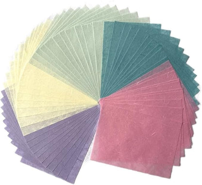 50 Sheets A4 Natural Fiber Mulberry Tree Mulberry Paper Sheets Art Tissue Washi Paper Design Craft Art Origami Suppliers Card Making DIY Crafts (Pastel Tone, A4)