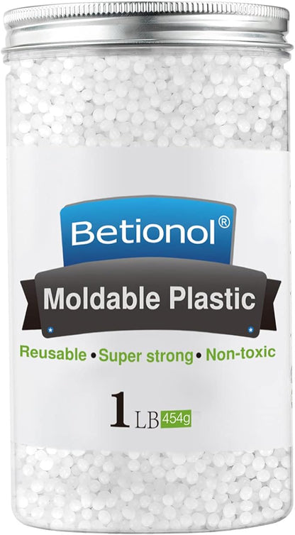 Betionol Moldable Plastic Clay, 1Lb/16oz White Modeling Clay Thermoplastic Beads for DIY Modeling Making Creative Activity, Good Creating Teaching Kits for Adults or Kids