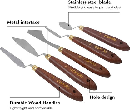 CONDA Palette Knife Painting Stainless Steel Spatula Palette Knife Oil Paint Metal Knives Wood Handle