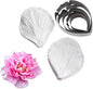 KALAIEN 5pcs Stainless Steel Peony Cutter 2pcs Fondant Silicone Mold Gumpaste Peony Sugarcraft Flower Veining Mold Veiner Petal Making Tool