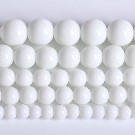 6MM Natural Stone White Porcelain Agate Beads Round Loose Stone Beads for Jewelry and Bracelets Making 120pcs 2 Strands 32"